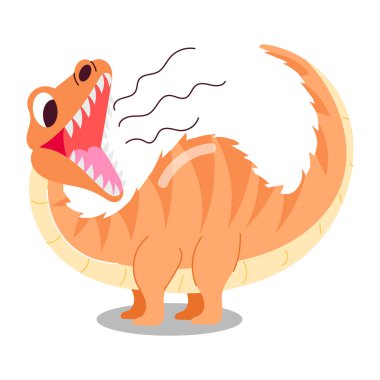 Düz stil mutlu dinozor çıkartması.