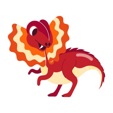 Düz stil mutlu dinozor çıkartması.