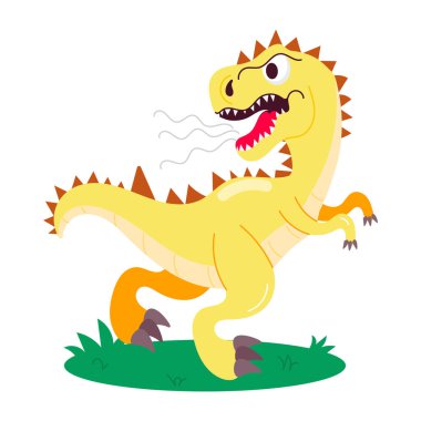 Düz stil mutlu dinozor çıkartması.