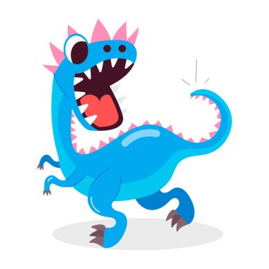 Düz stil mutlu dinozor çıkartması.