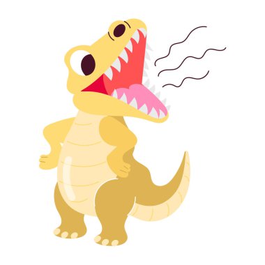 Düz stil mutlu dinozor çıkartması.