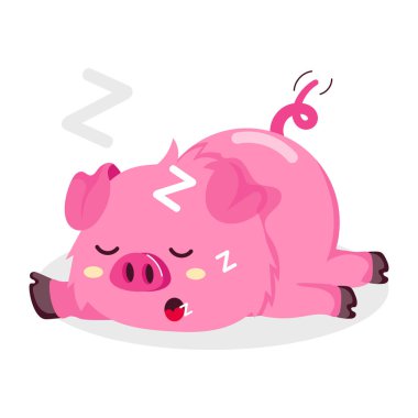 Şirin bir domuzun düz stil çıkartması.