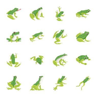 Şirin Kurbağa Düz Simgeleri Paketi