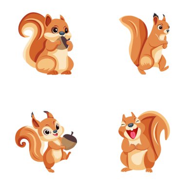 Mutlu Sincap Düz Simgeler Paketi