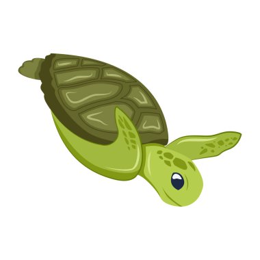 Şirin düz bir kaplumbağa ikonu.
