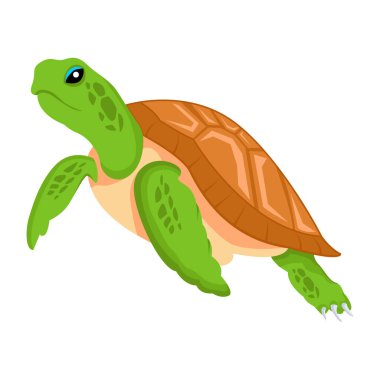 Şirin düz bir kaplumbağa ikonu.