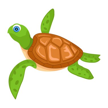 Şirin düz bir kaplumbağa ikonu.