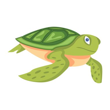 Şirin düz bir kaplumbağa ikonu.