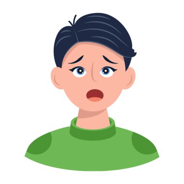 Şok olmuş bir çocuğun yüzünü gösteren düz simge