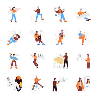 Gelecek Teknolojisi Düz Çizimler Koleksiyonu