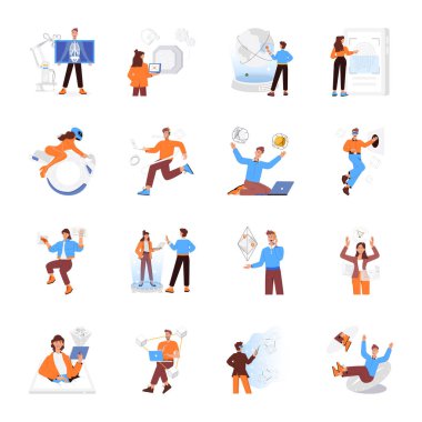 16 Teknoloji Yenilikleri Paketi Düz Çizimler