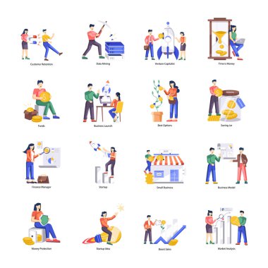 16 İş Kurulumu Flat Çizimlerinin Seti