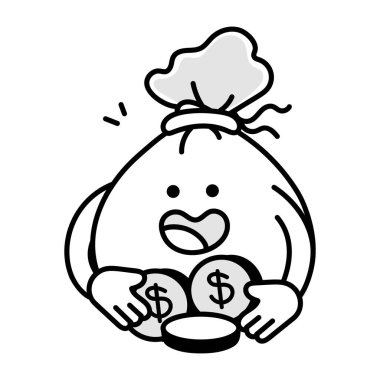 Tatlı bir taconun karalama stili maskotu.