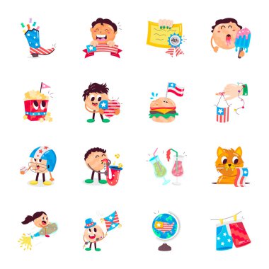 Son Amerikan Bağımsızlığı Kutlama Düz Etiketleri