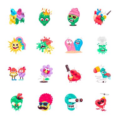 Şirin Retro Çizgi Film Biçimi Etiketleri