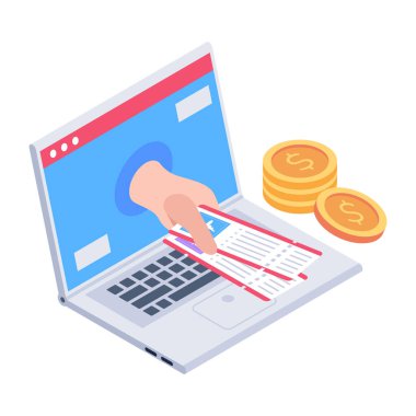 Çevrimiçi otel rezervasyonunun son izometrik simgesi