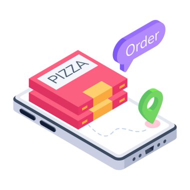 Gıda teslimatının son moda izometrik simgesi