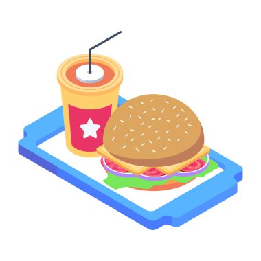 Gıda teslimatının son moda izometrik simgesi