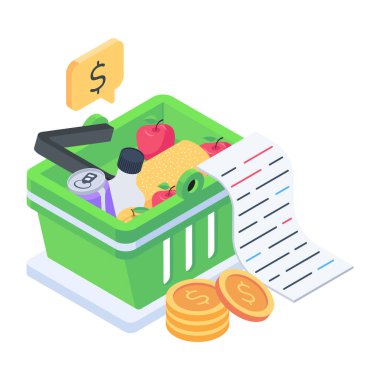 Gıda teslimatının son moda izometrik simgesi