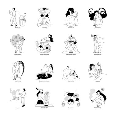 Fazla Düşünen Doodle Mini Çizimleri Koleksiyonu