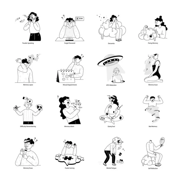 16 Unutkanlık Seti Doodle Mini Resimleri