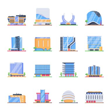 Alışveriş Komplekslerinin Moda Isometric Simgeleri