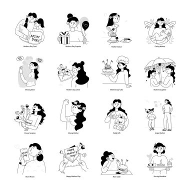 Anneler Günü Doodle Mini Çizimleri