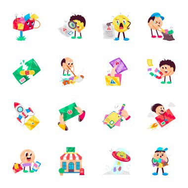 E- posta İstasyonu Düz Stil Etiketleri