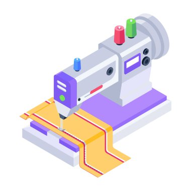 Dikiş makinesinin kullanışlı izometrik simgesi