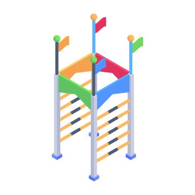 Çarpışan bir arabanın modaya uygun izometrik simgesi