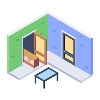 Saha penceresinin kullanışlı izometrik simgesi