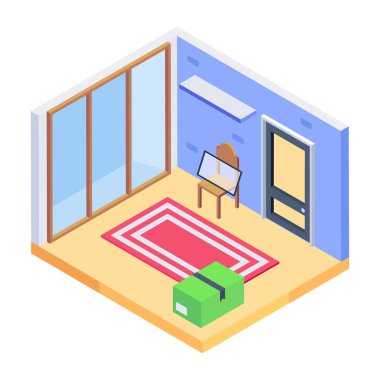 Saha penceresinin kullanışlı izometrik simgesi