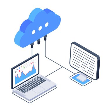 Sunucu raflarını tasvir eden moda izometrik simge