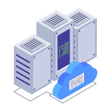 Sunucu raflarını tasvir eden moda izometrik simge