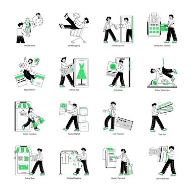 Çevrimiçi Alışveriş Doğrusal Mini Resimleri Koleksiyonu