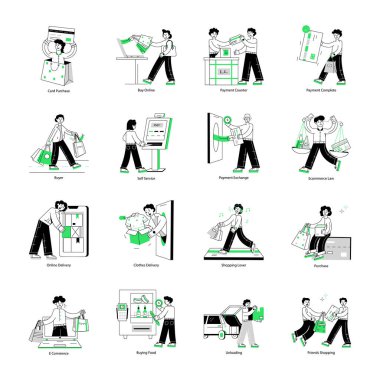 Alışveriş Ödemeleri Paketi Doğrusal Mini Resimleri
