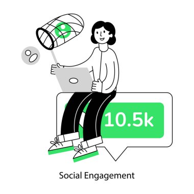 Bu sosyal beğeni doğrusal mini illüstrasyonunu kontrol et