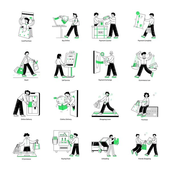 Alışveriş Ödemeleri Paketi Doğrusal Mini Resimleri