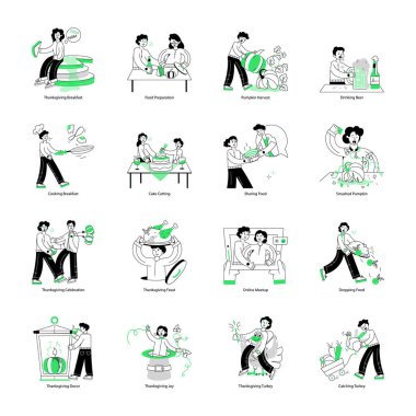 16 Şükran Günü Linear Mini Çizimleri