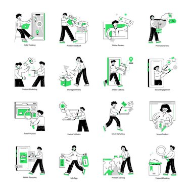 Ürün Pazarlama Doğrusal Mini Resimleri Koleksiyonu