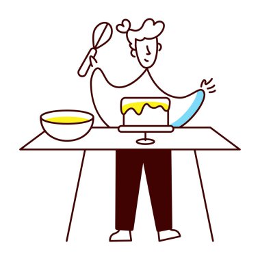 Pasta yaparken gösterilen bir çizim stili