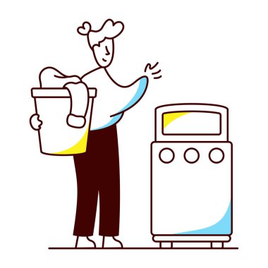 Çamaşır sepetinin elle çizilmiş resmi