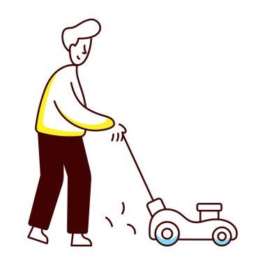 Çim biçme makinesinin el çizimi tasviri