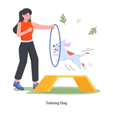 İşte sahibini gezdiren köpeğin düz bir çizimi.