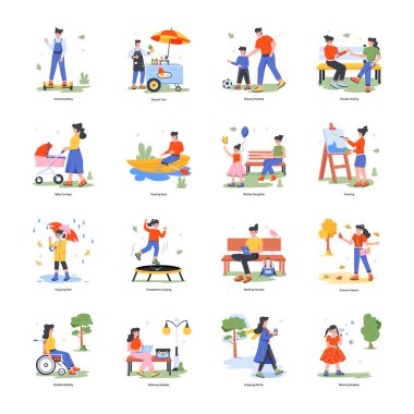 Modern Açık Hava Faaliyetleri Sürüsü Düz Çizimler