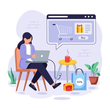 Kara Cuma 'yı tasvir eden modaya uygun düz illüstrasyon