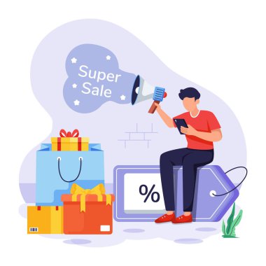 Kara Cuma 'yı tasvir eden modaya uygun düz illüstrasyon