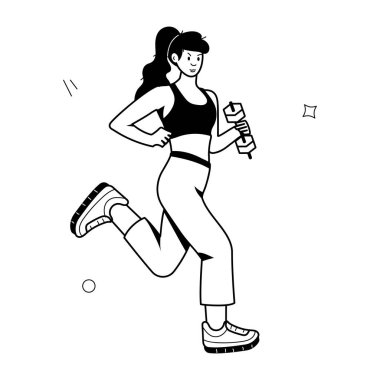 Dambıl egzersizinin modaya uygun küçük çizimi