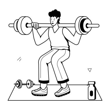 Dambıl egzersizinin modaya uygun küçük çizimi