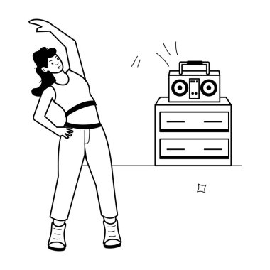 Dambıl egzersizinin modaya uygun küçük çizimi